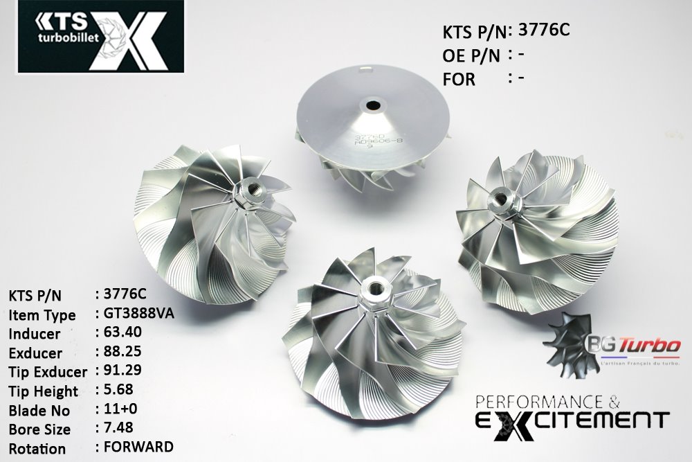 Turbo ROUE FORGÉE MFS PERFORMANCE - 10+0 PALES - INDUCER : 56,83 - EXDUCER : 82,04 - TYPE : GT3782VASANGLE : 60° - ROTATION : Forward - SUPER BACK : 5,4 - BORE SIZE : 7,48
